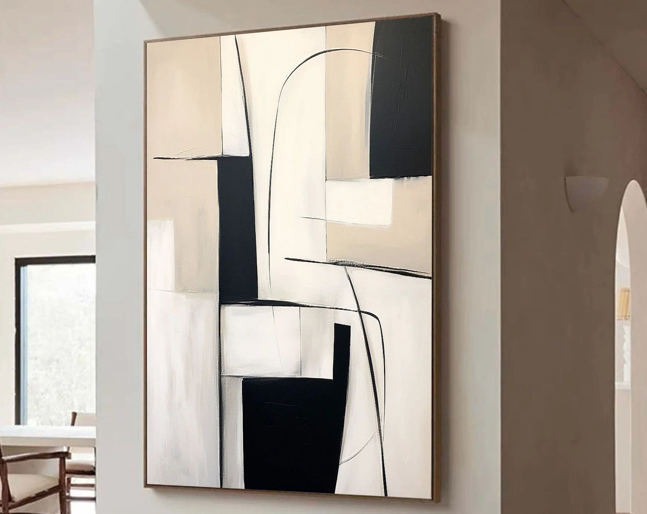 Monochrome Maze-Modern Home Design Geometric Minimalist Abstract Wall Art