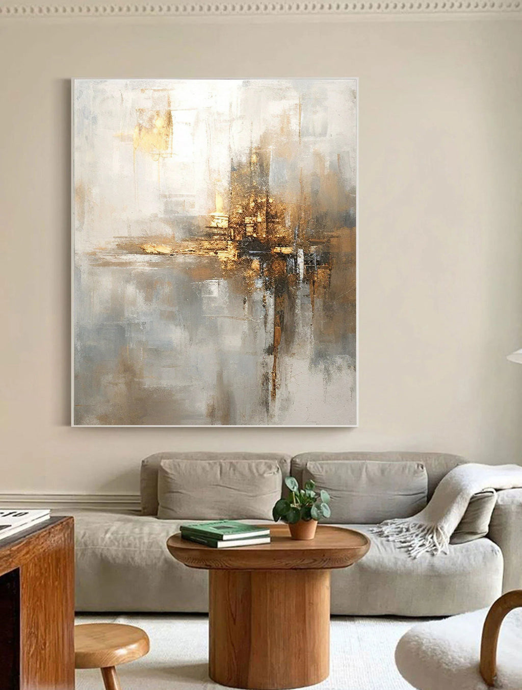 Radiant Reflection-Light Luxury Gold Foil Texture Thick Coating Abstract Wall Art