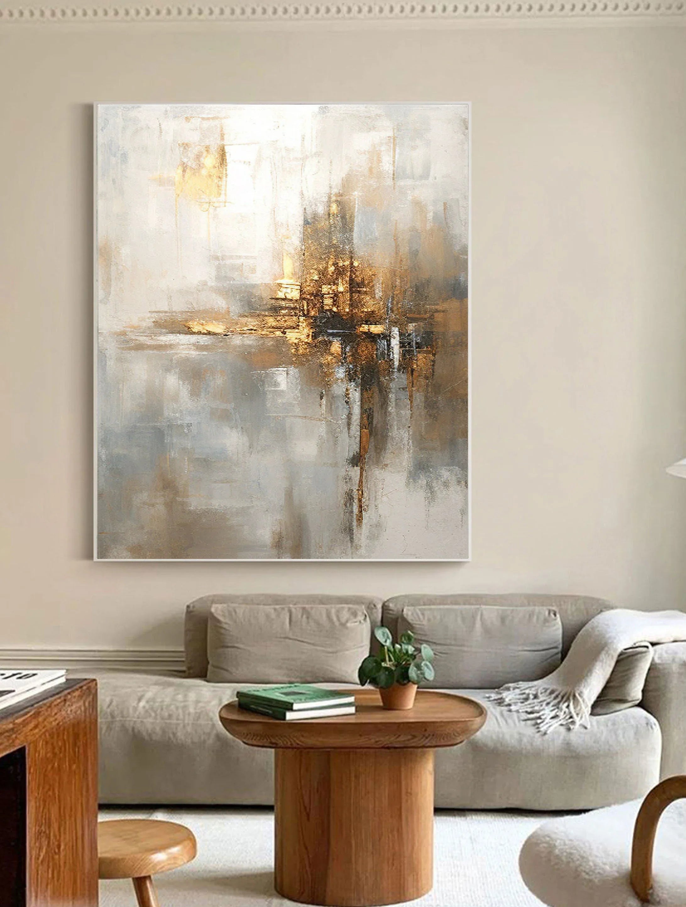 Radiant Reflection-Light Luxury Gold Foil Texture Thick Coating Abstract Wall Art