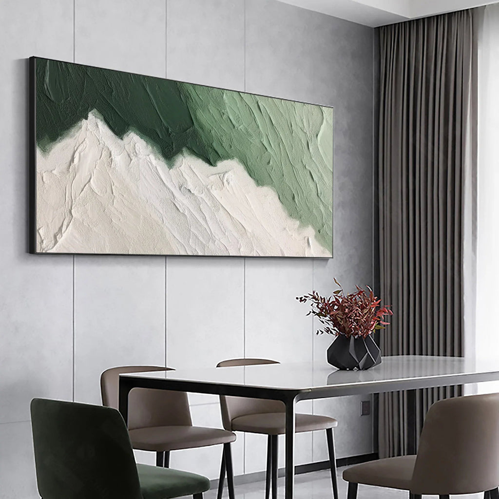 Emerald Peaks -Modern Minimalist Hand drawn Mountain Texture Wall Art