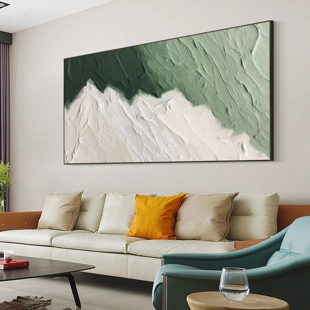 Emerald Peaks -Modern Minimalist Hand drawn Mountain Texture Wall Art