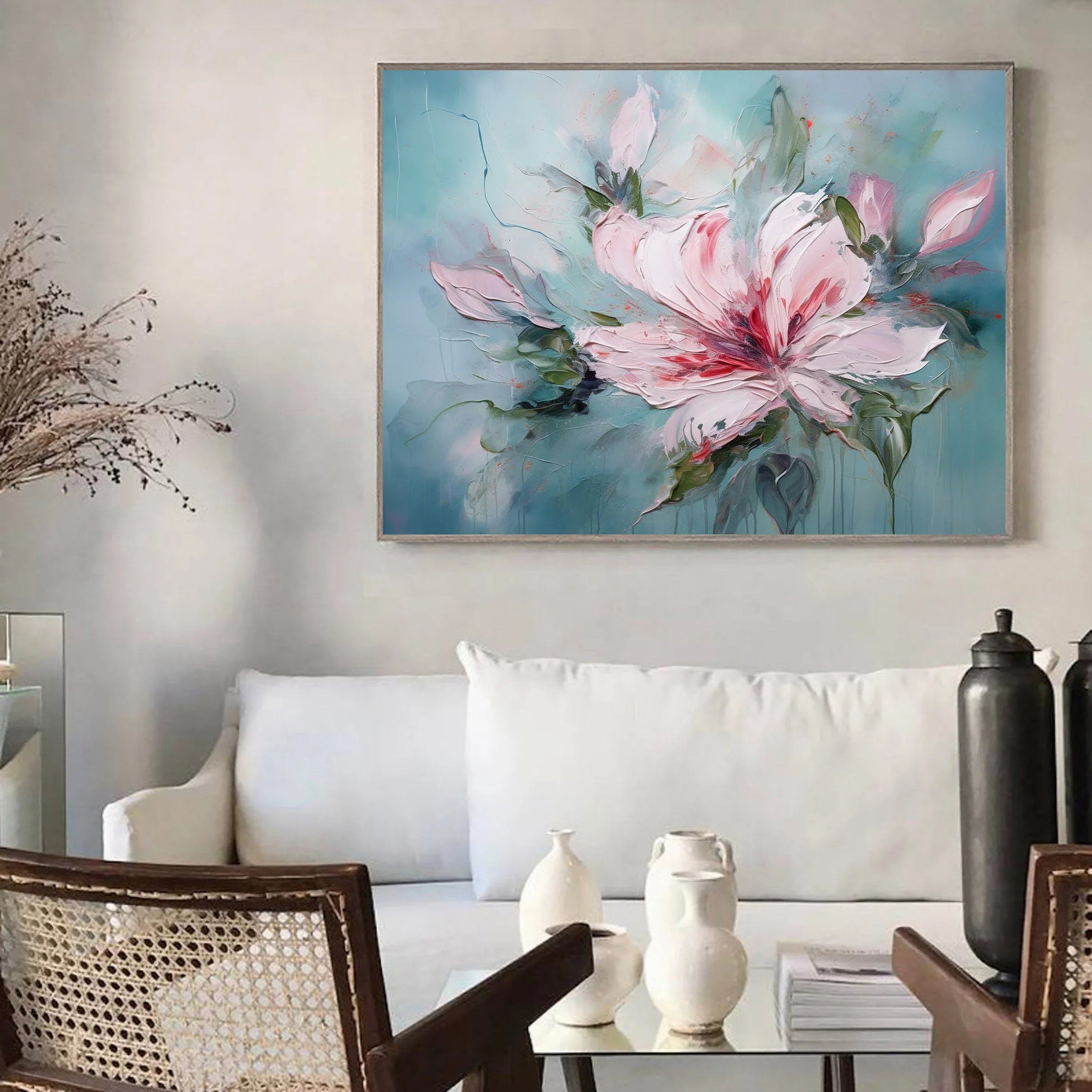 Blossom Symphony-Abstract Floral Texture Wall Art for Home Decoration#FL10038