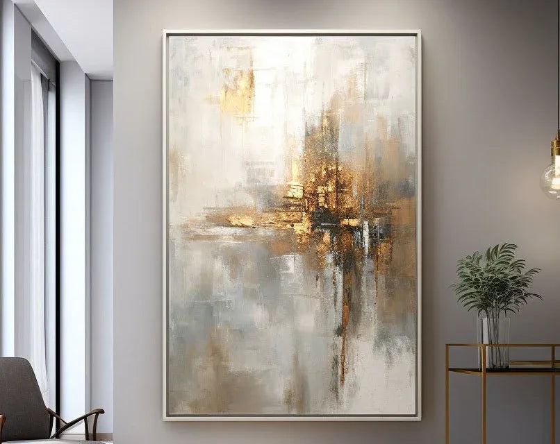 Radiant Reflection-Light Luxury Gold Foil Texture Thick Coating Abstract Wall Art