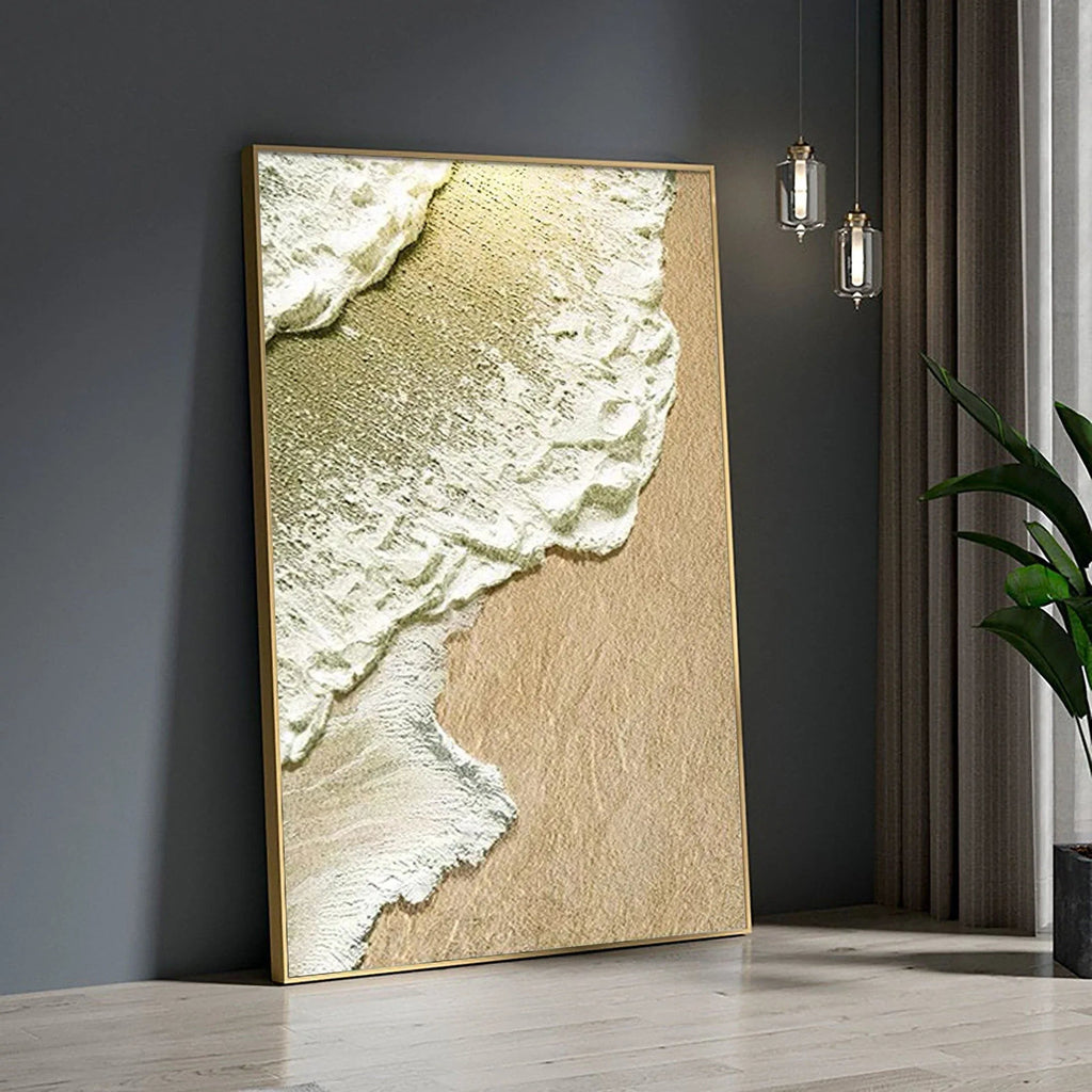 Coastal Whisper-Abstract Ocean and Sand Texture Wall Art