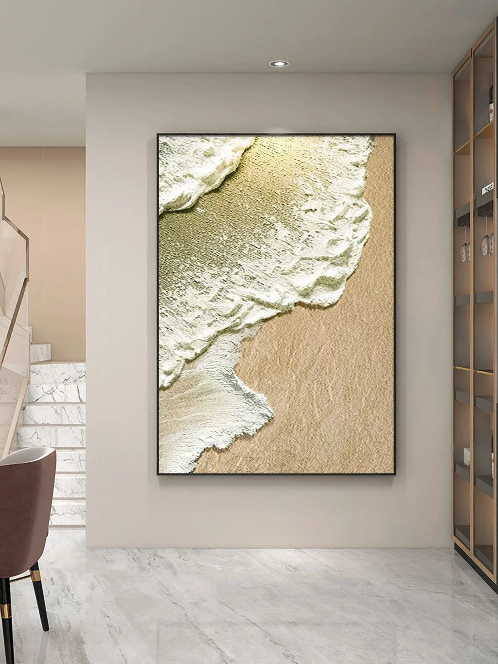 Coastal Whisper-Abstract Ocean and Sand Texture Wall Art