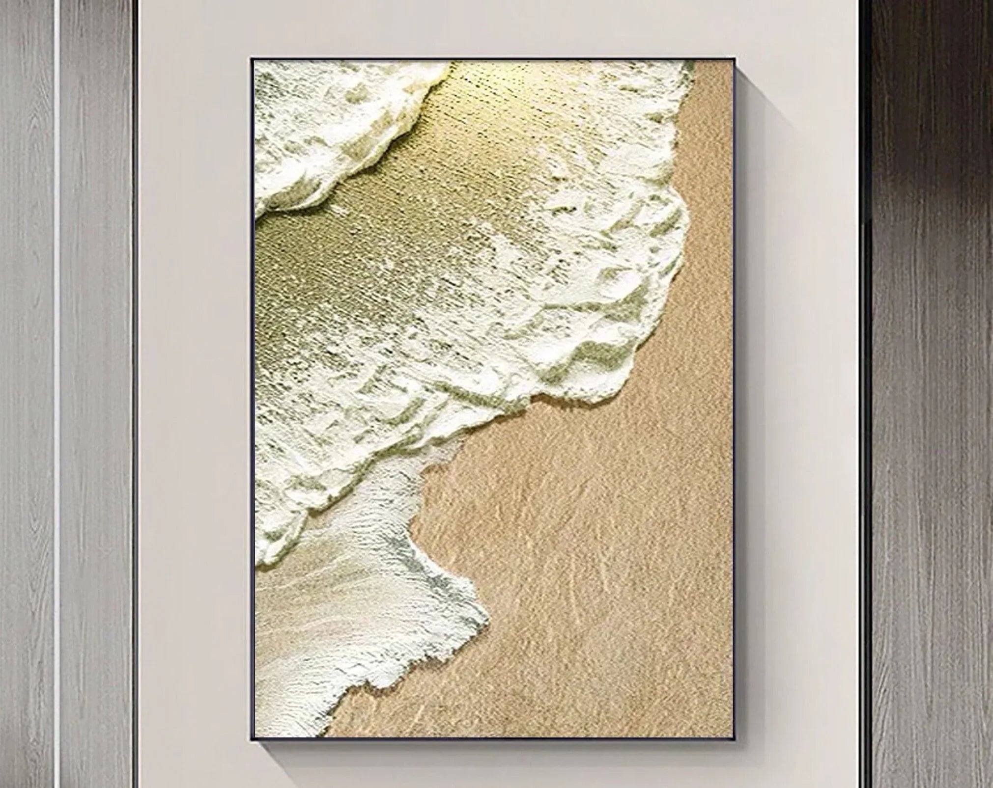 Coastal Whisper-Abstract Ocean and Sand Texture Wall Art