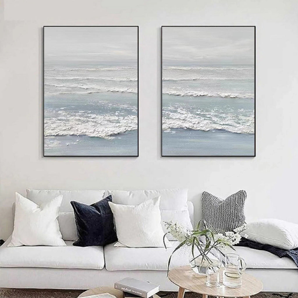Ocean's Whisper- Dual Panel Textured Seascape Wall Art