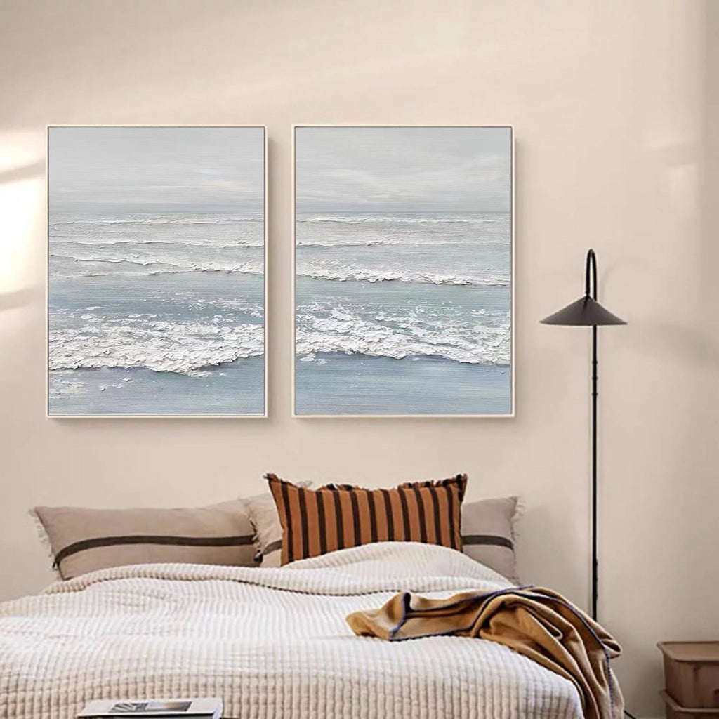 Ocean's Whisper- Dual Panel Textured Seascape Wall Art
