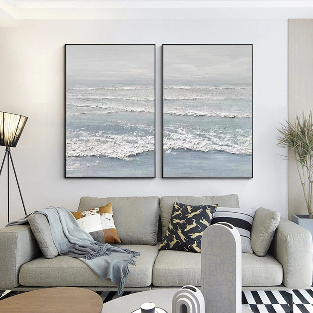 Ocean's Whisper- Dual Panel Textured Seascape Wall Art
