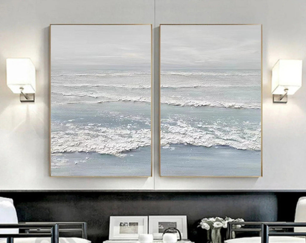 Ocean's Whisper- Dual Panel Textured Seascape Wall Art