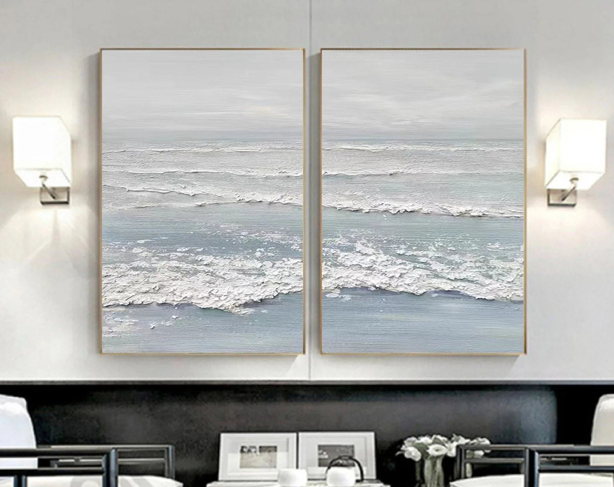 Ocean's Whisper- Dual Panel Textured Seascape Wall Art