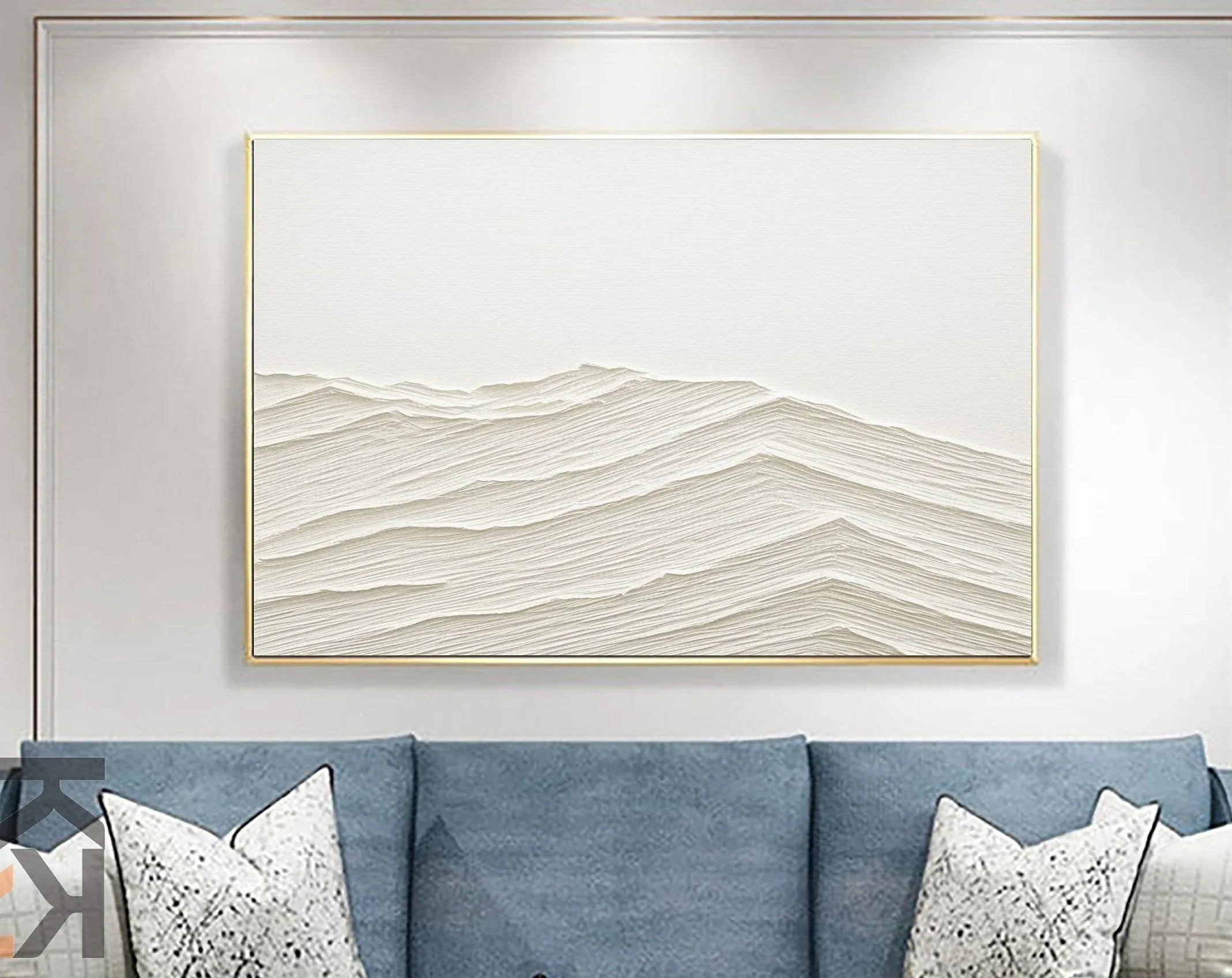 Serene Horizons-Wabi Sabi Style Abstract Pure White Layered Texture Wall Art