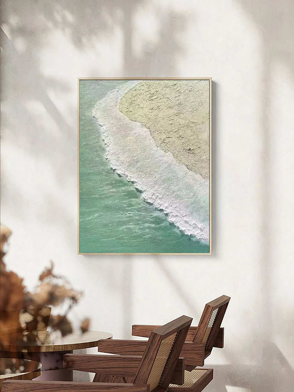 Shoreline Whisper- Textured Ocean Abstract Wall Art