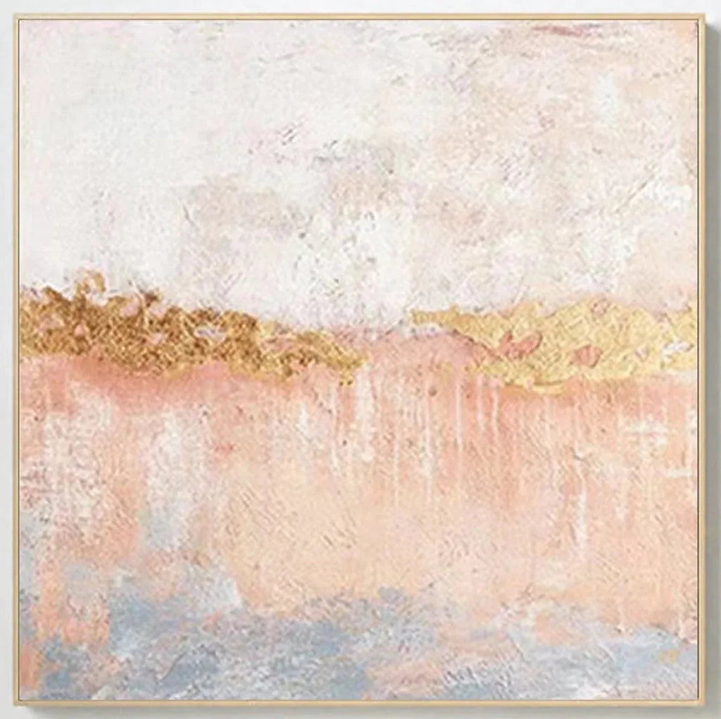 Golden Horizon-Abstract Pink Gold Texture Thick Coating Wall Art#WB11004