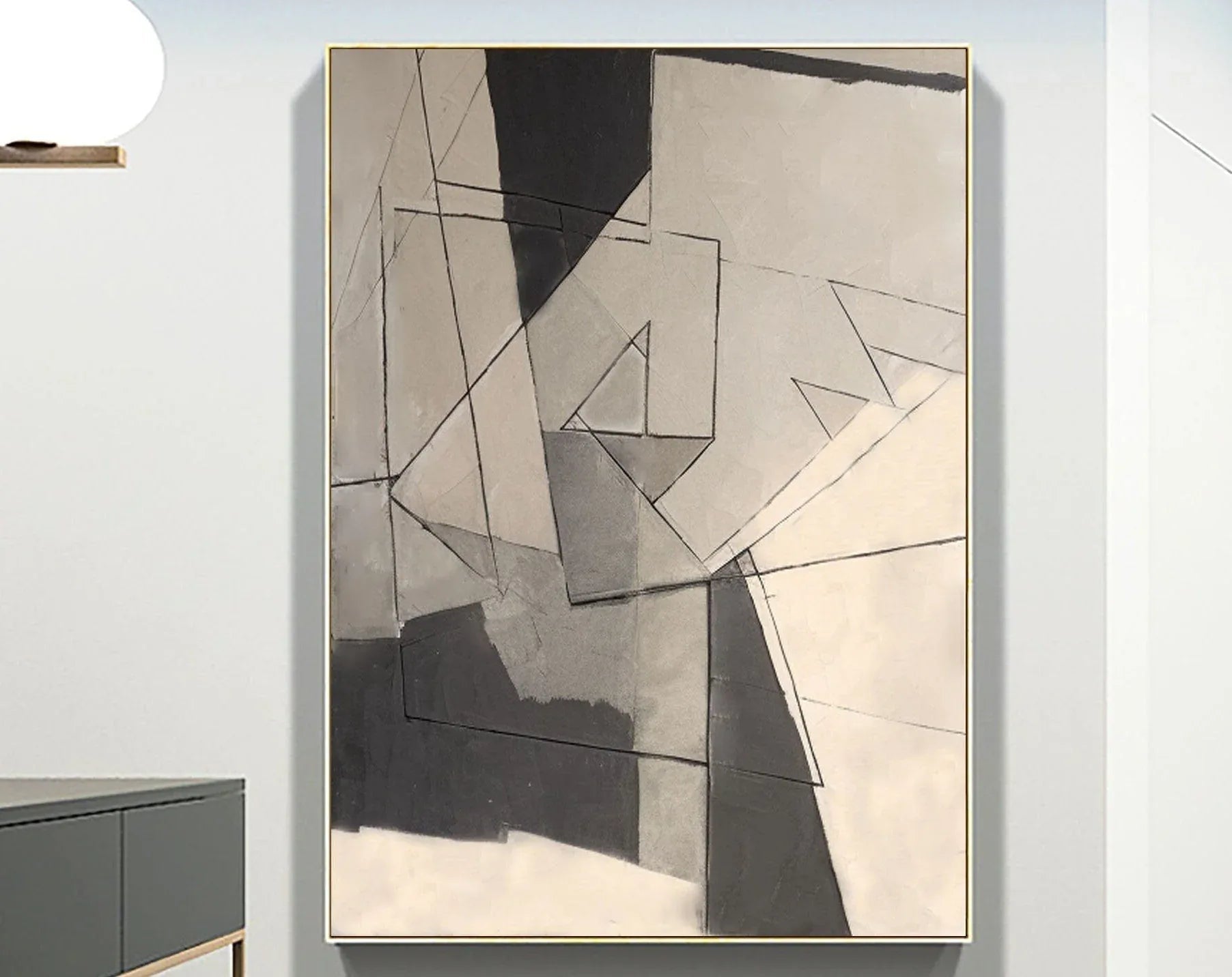 Fractured Dimensions-Geometric Abstract Wall Art in Modern Home Decoration