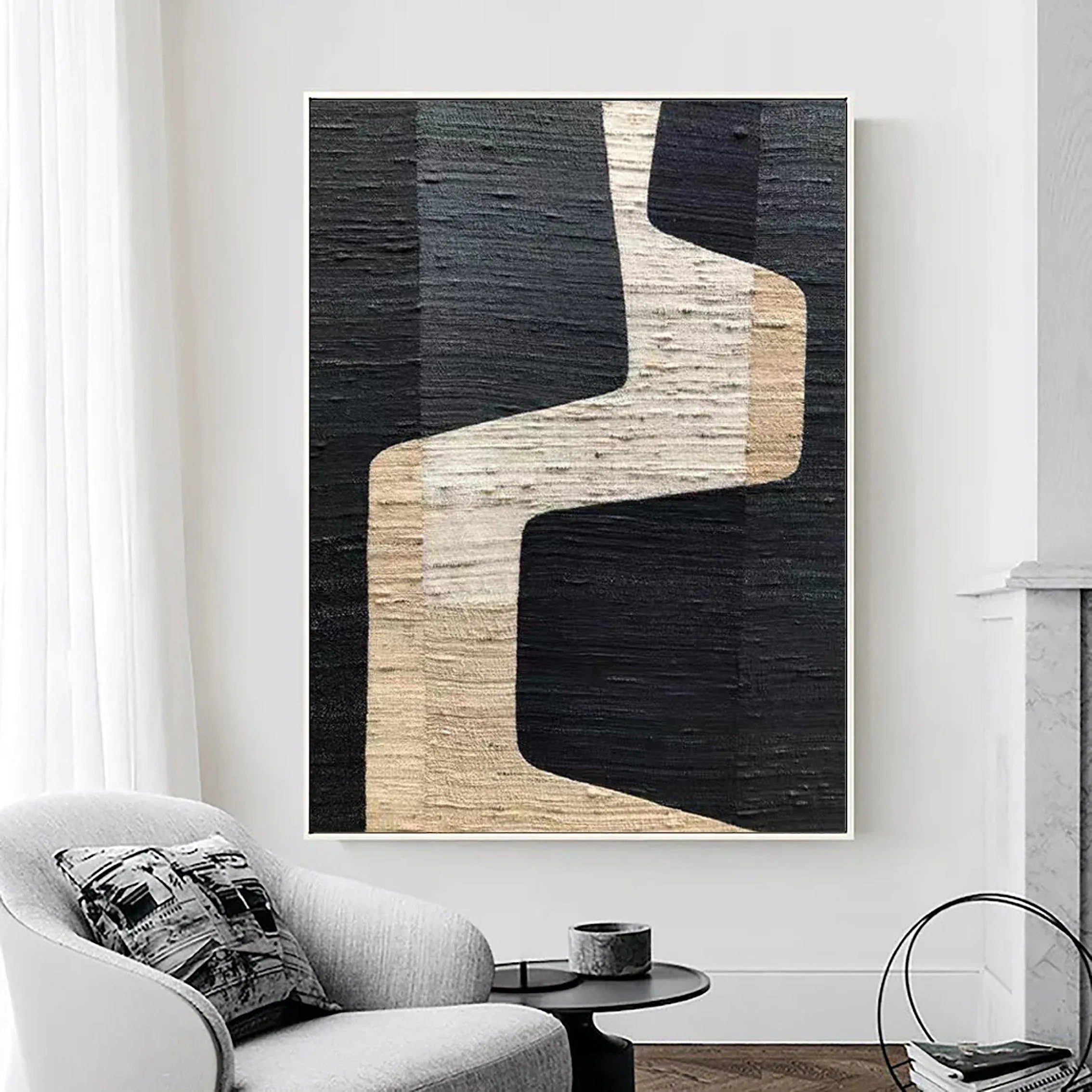 Mono Path Surge-Modern Interior Design Geometric Curve Texture Wall Art
