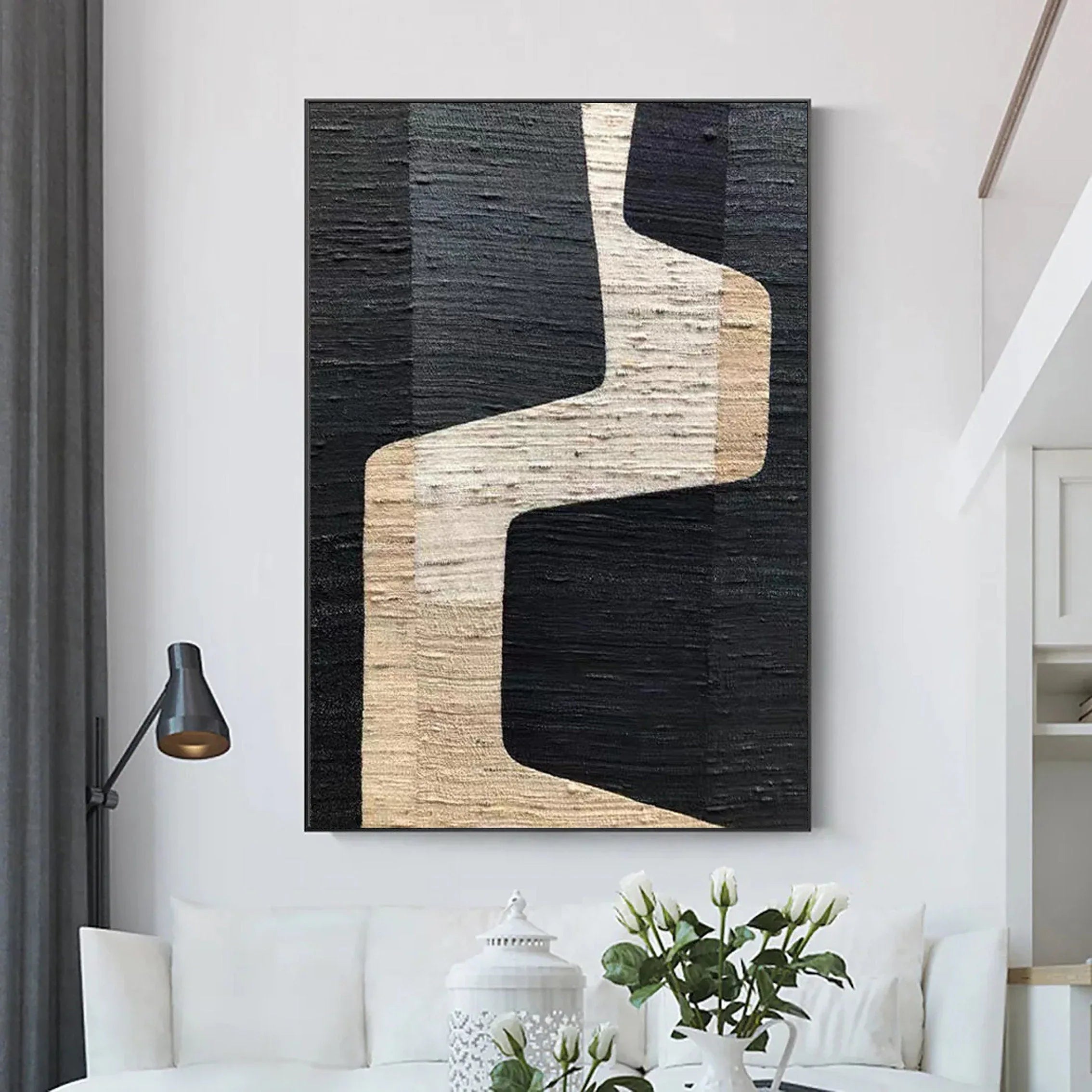 Mono Path Surge-Modern Interior Design Geometric Curve Texture Wall Art