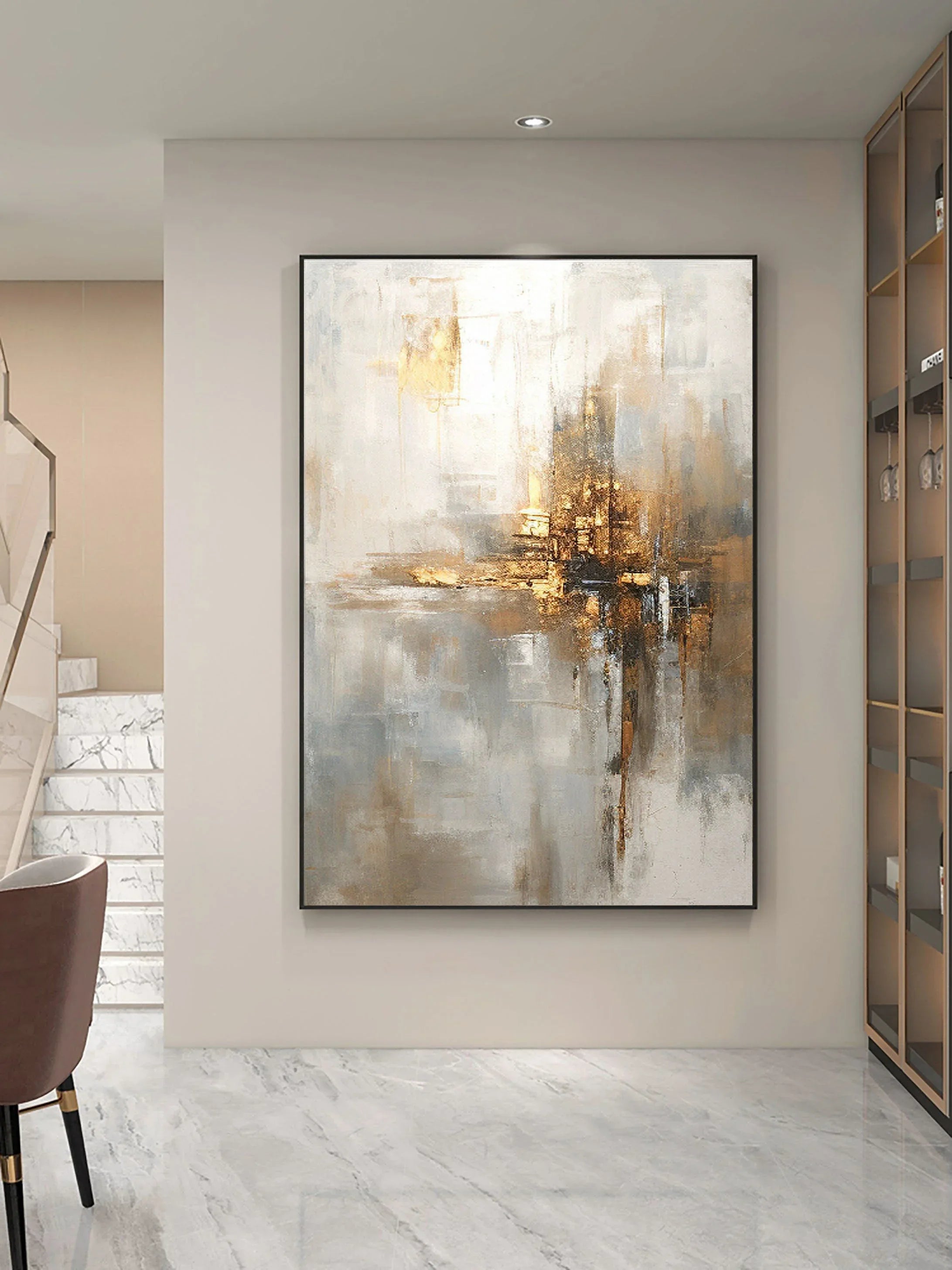 Radiant Reflection-Light Luxury Gold Foil Texture Thick Coating Abstract Wall Art