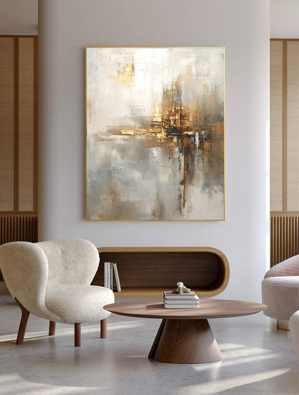 Radiant Reflection-Light Luxury Gold Foil Texture Thick Coating Abstract Wall Art