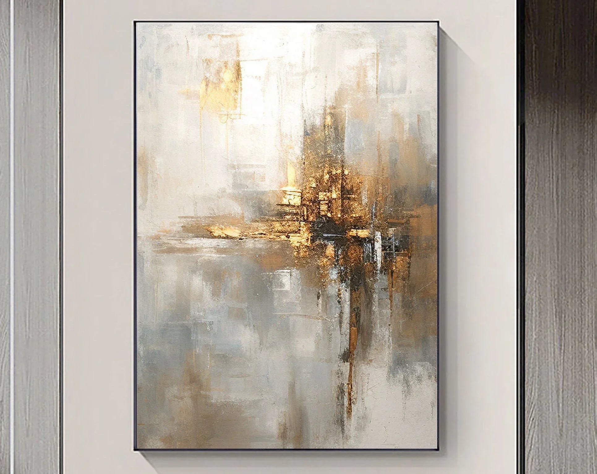 Radiant Reflection-Light Luxury Gold Foil Texture Thick Coating Abstract Wall Art