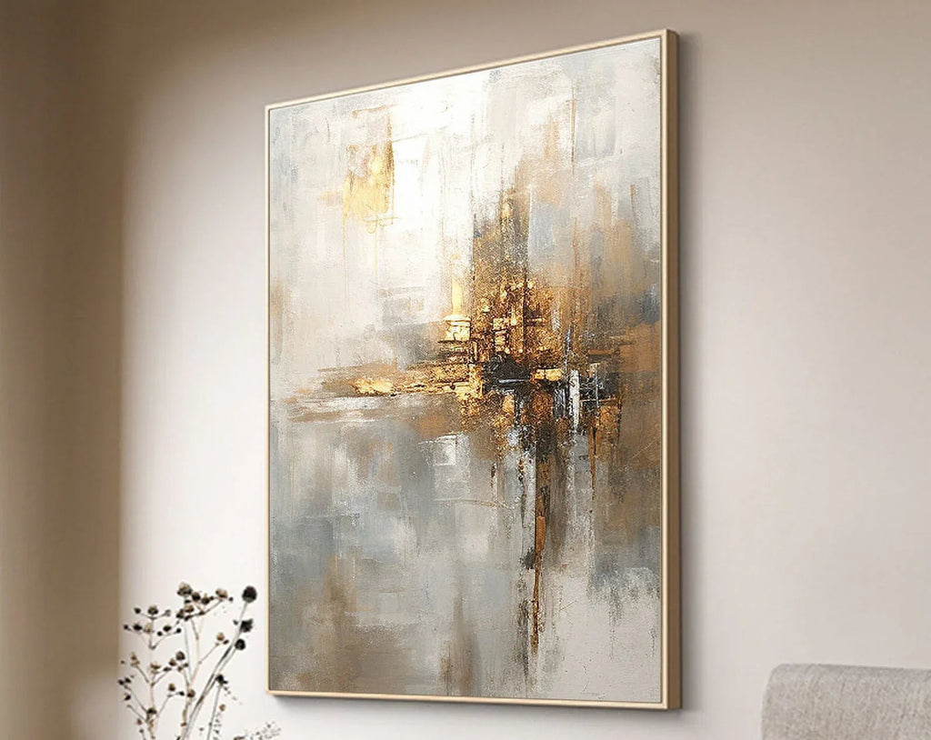 Radiant Reflection-Light Luxury Gold Foil Texture Thick Coating Abstract Wall Art