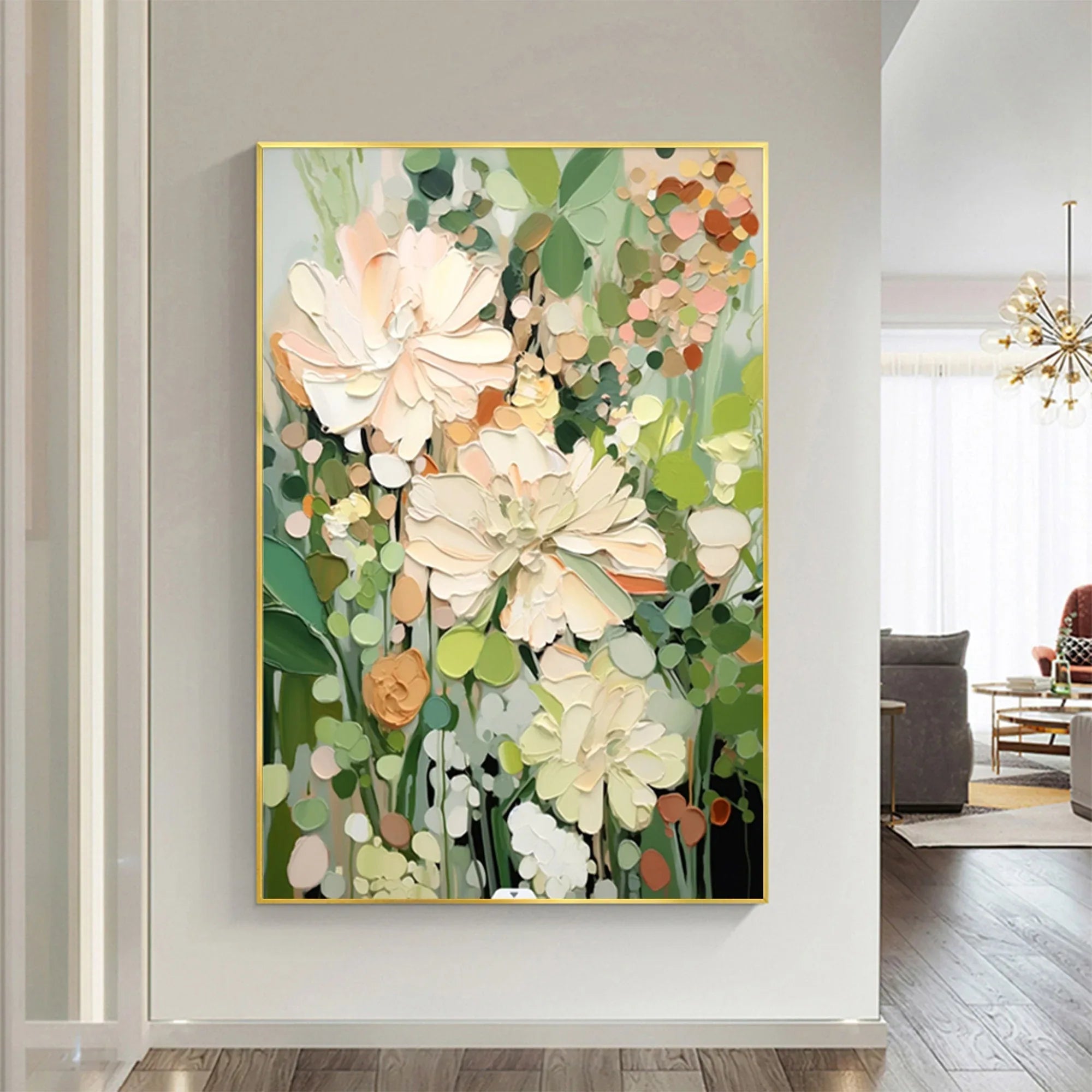 Garden Serenity-Hand Drawn Vibrant Three-Dimensional Floral Texture Wall Art#FL10003