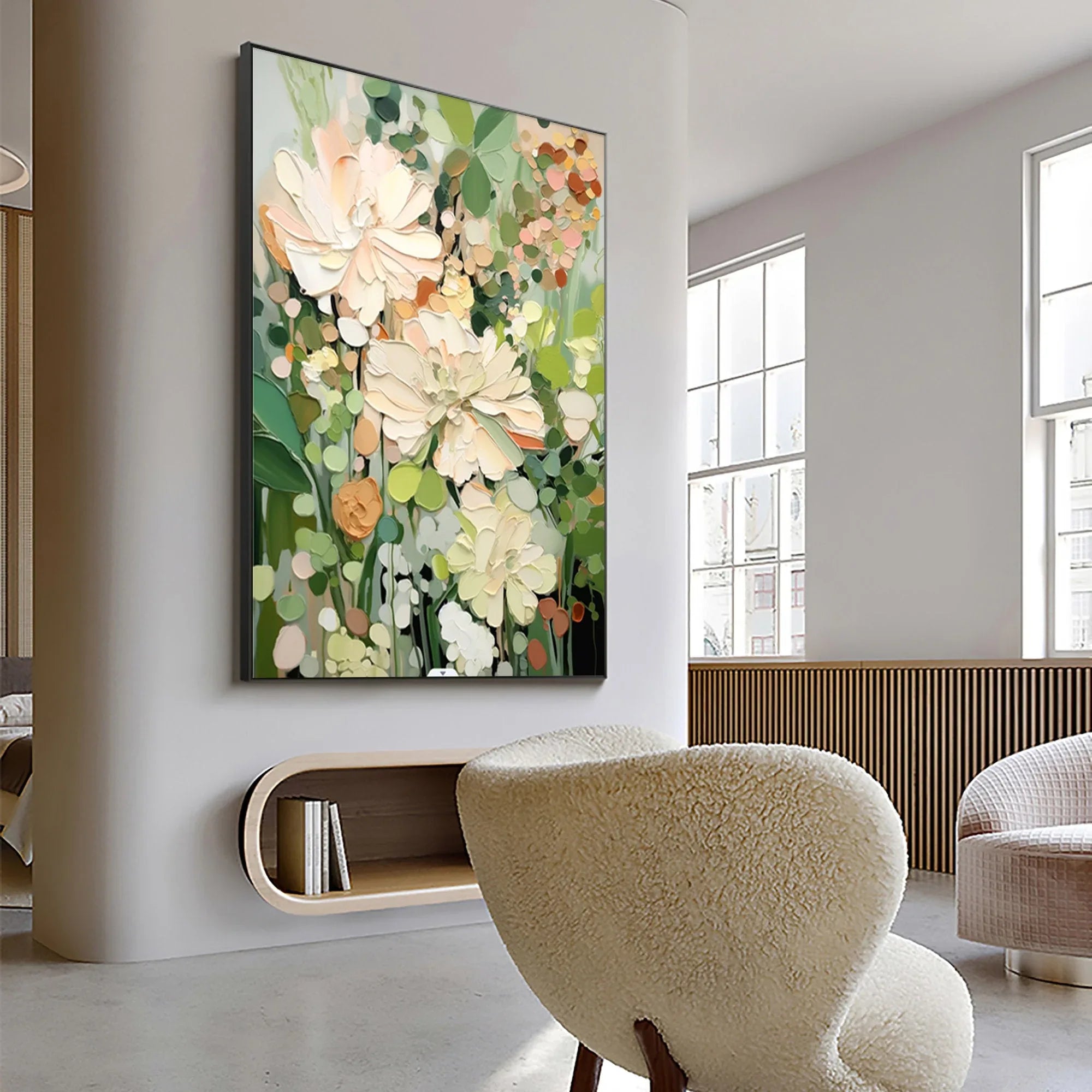 Garden Serenity-Hand Drawn Vibrant Three-Dimensional Floral Texture Wall Art#FL10003