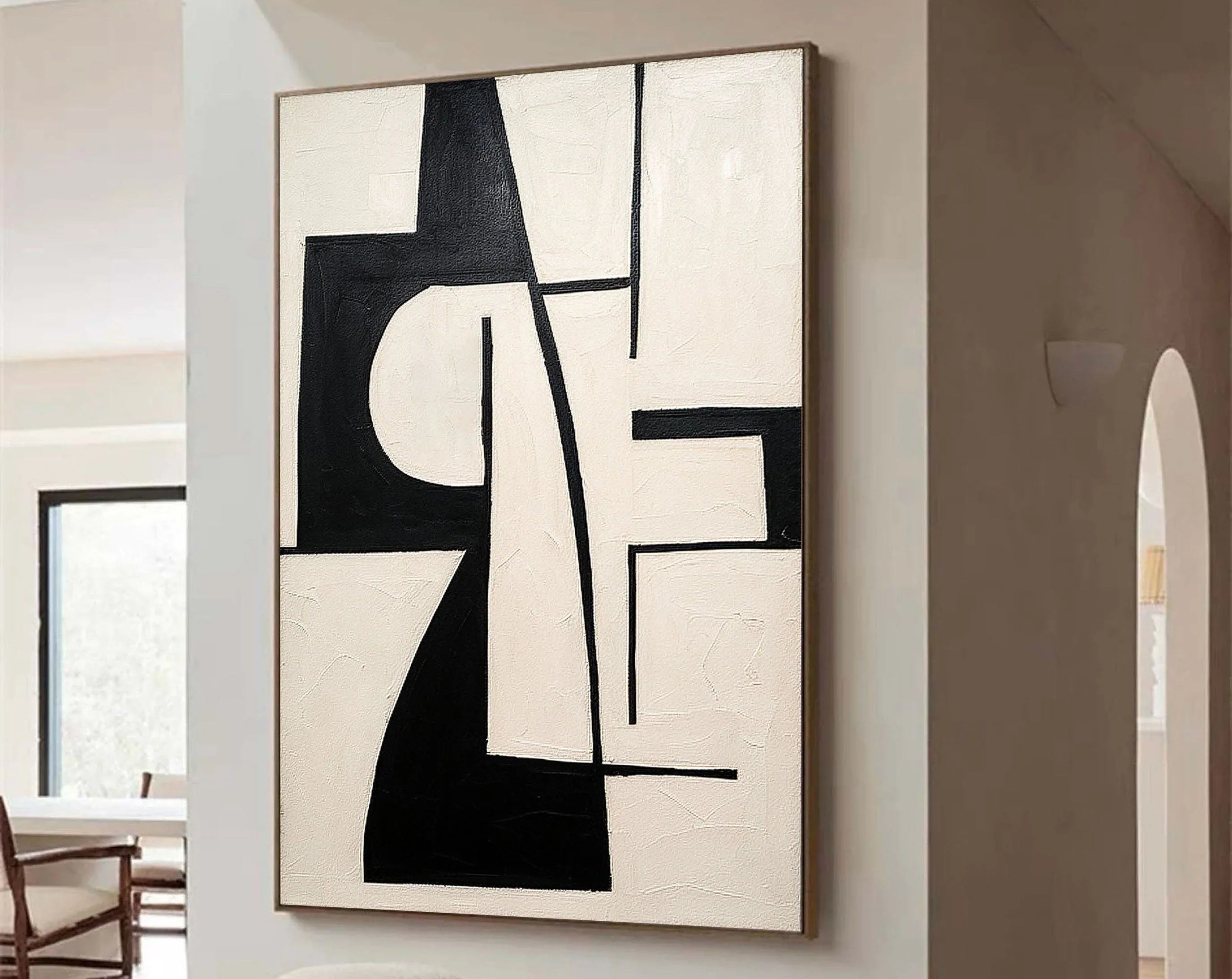 Monochrome Balance-Block Rhythm Black and White Geometric Abstract Wall Art