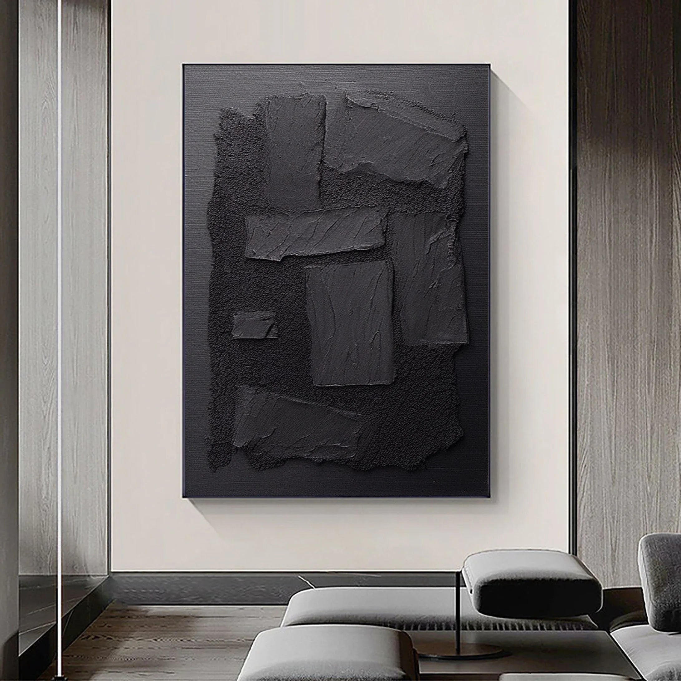 Shadow Layers-Minimalist Hand Drawn Thick Coated Abstract Texture Wall Art