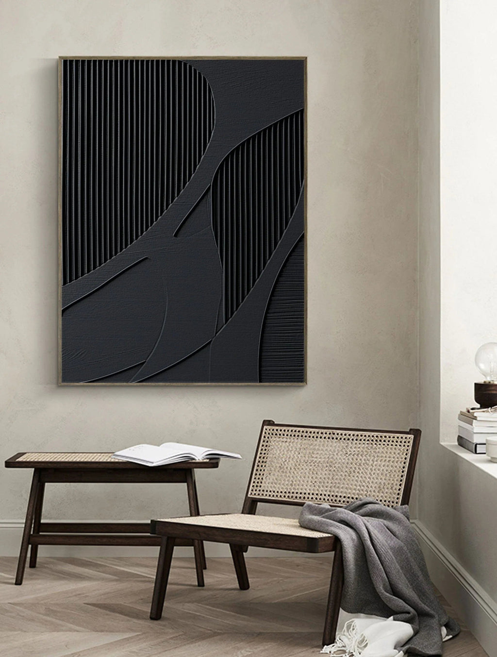 Silent Harmony-Modern hand drawn geometric wabi sabi abstract wall art