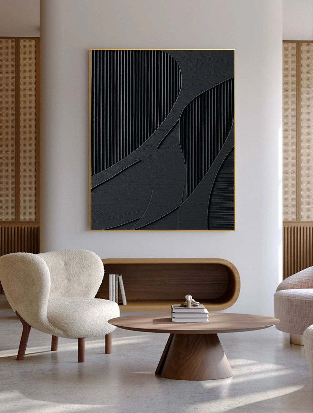 Silent Harmony-Modern hand drawn geometric wabi sabi abstract wall art