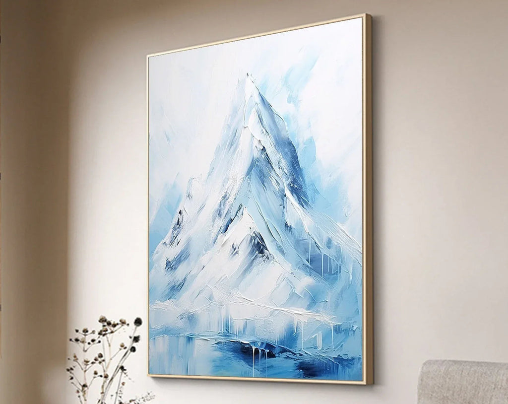 Majestic Peaks-Minimalist Ice and Snow Abstract Wall Art in Modern Interior Decoration