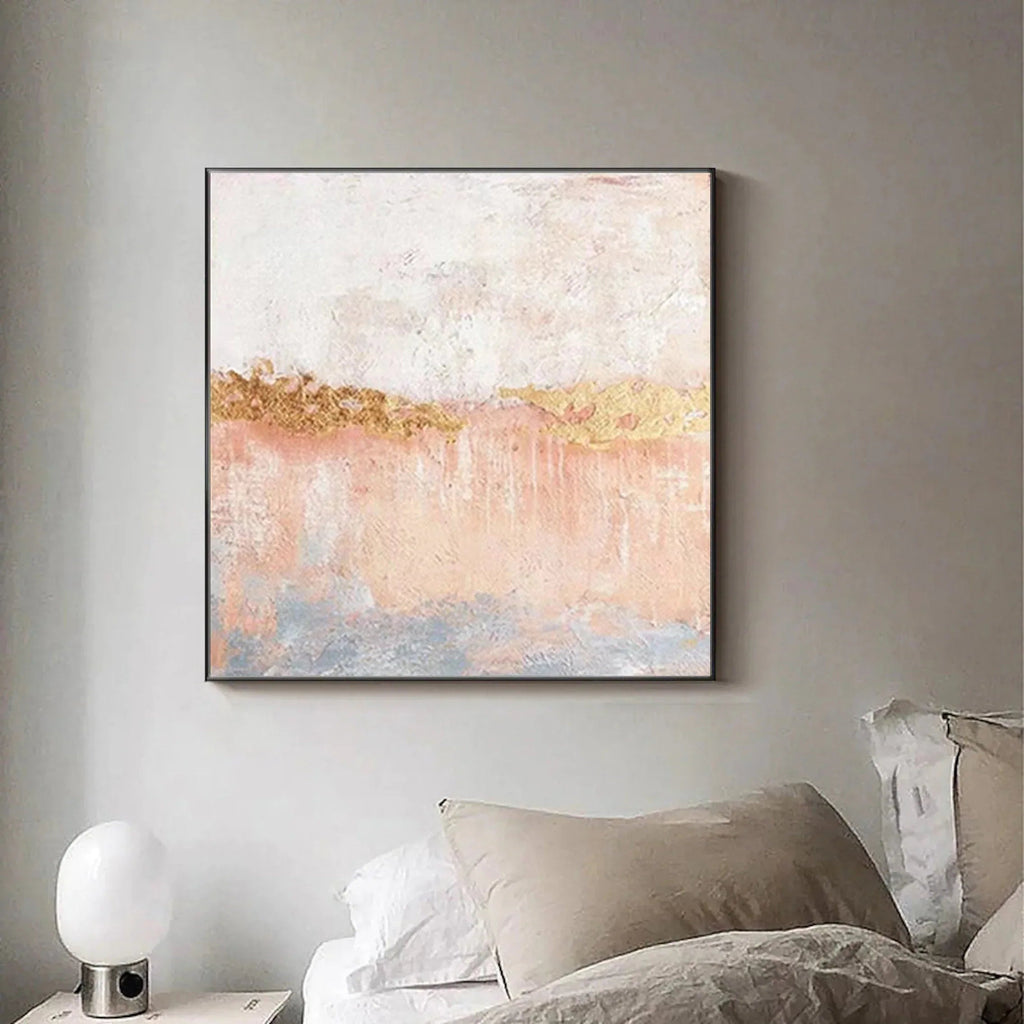 Golden Horizon-Abstract Pink Gold Texture Thick Coating Wall Art#WB11004