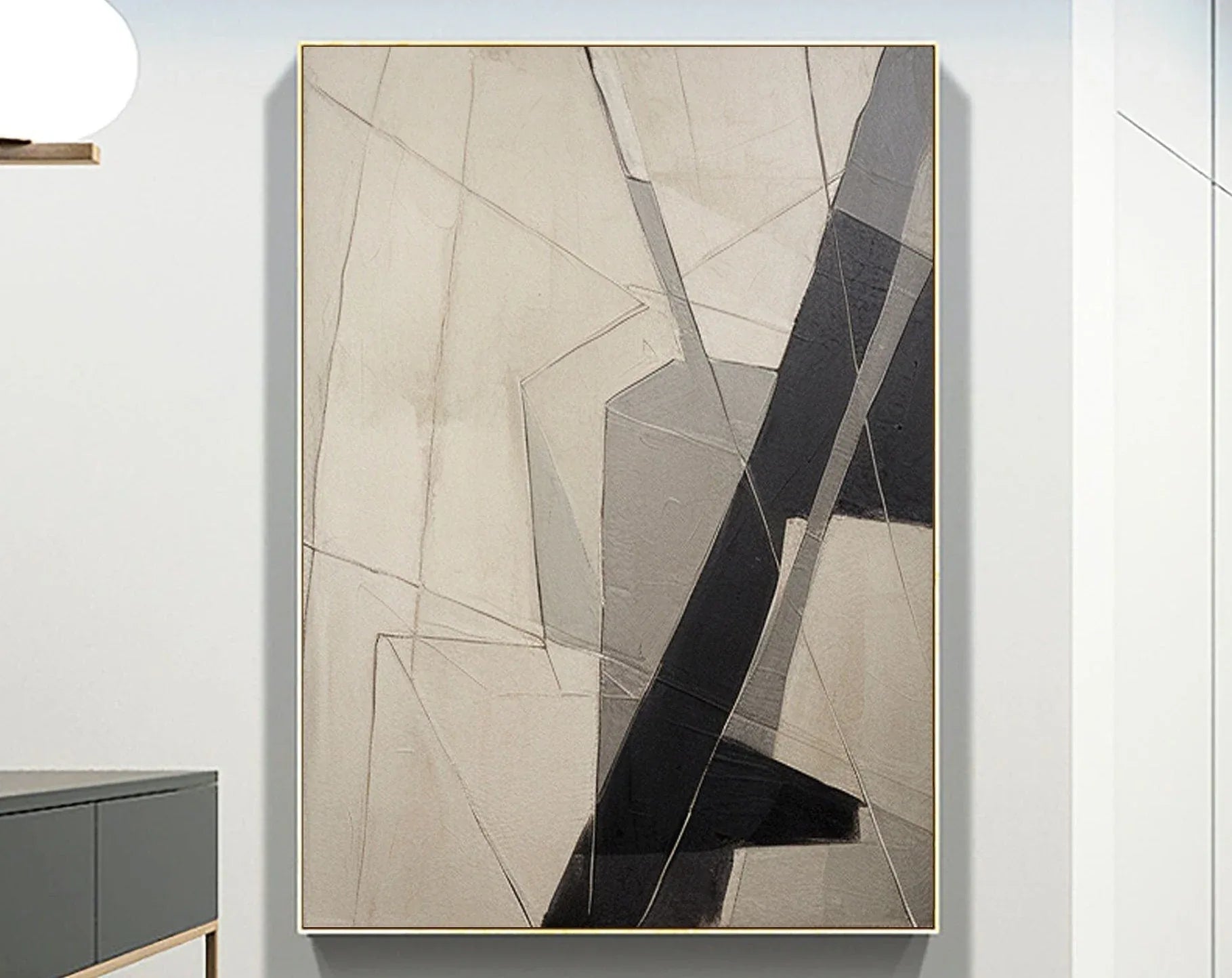Intersecting Paths-Hand Drawn Geometric Three-Dimensional Texture Abstract Wall Art