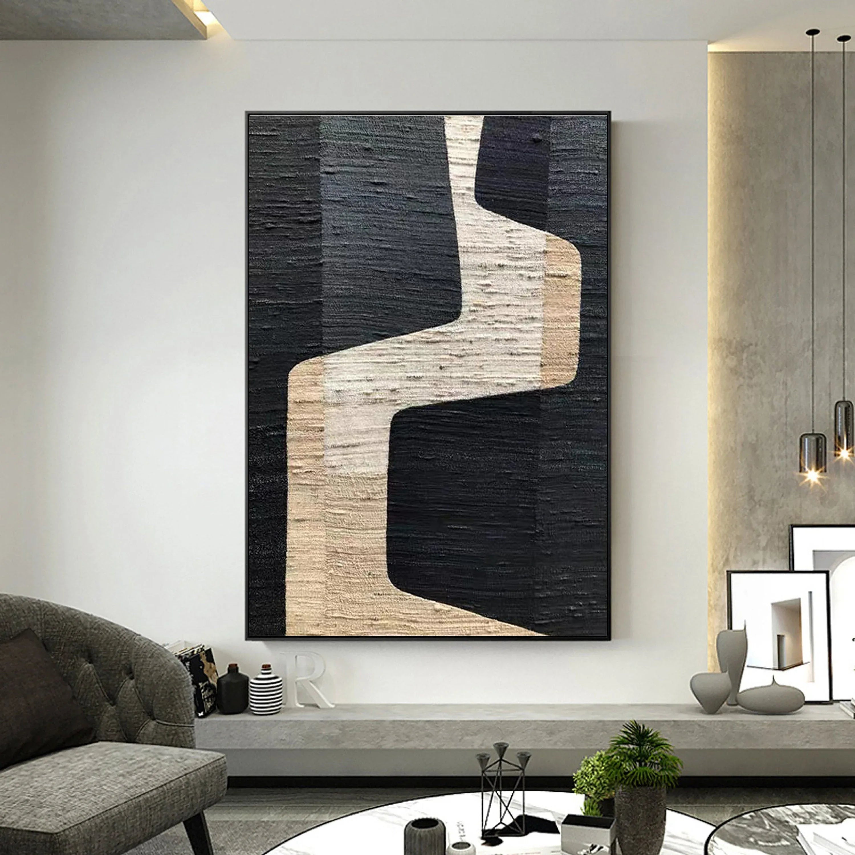 Mono Path Surge-Modern Interior Design Geometric Curve Texture Wall Art