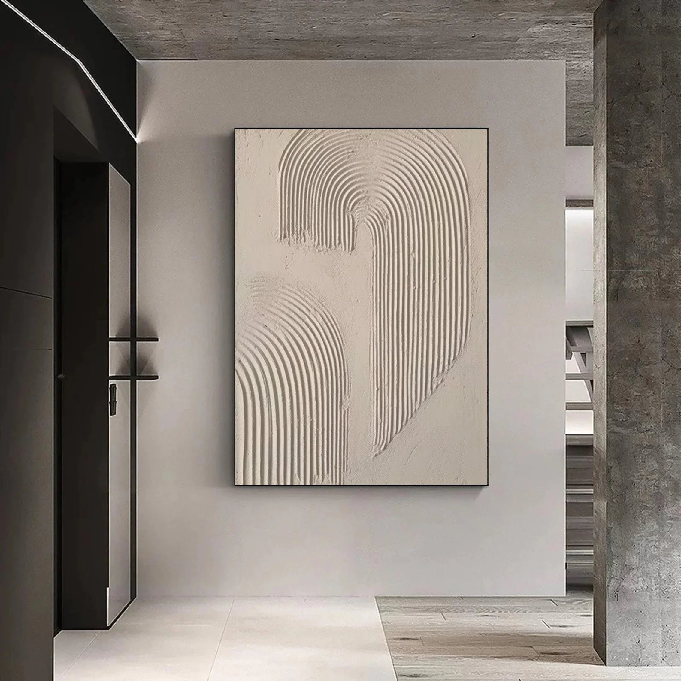 Abstract Arc Texture-Minimalist Textured Wall Art with Flowing Arches