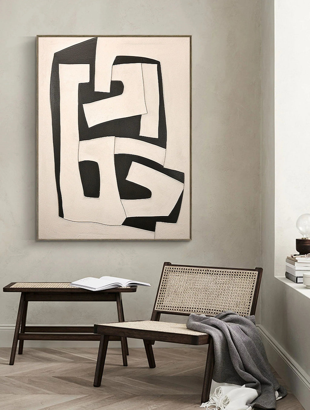 Dual Tone Labyrinth Flow-Geometric Black and White Maze Abstract Wall Art