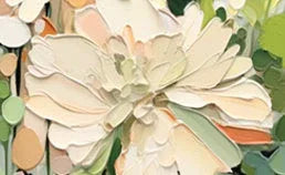 Garden Serenity-Hand Drawn Vibrant Three-Dimensional Floral Texture Wall Art#FL10003