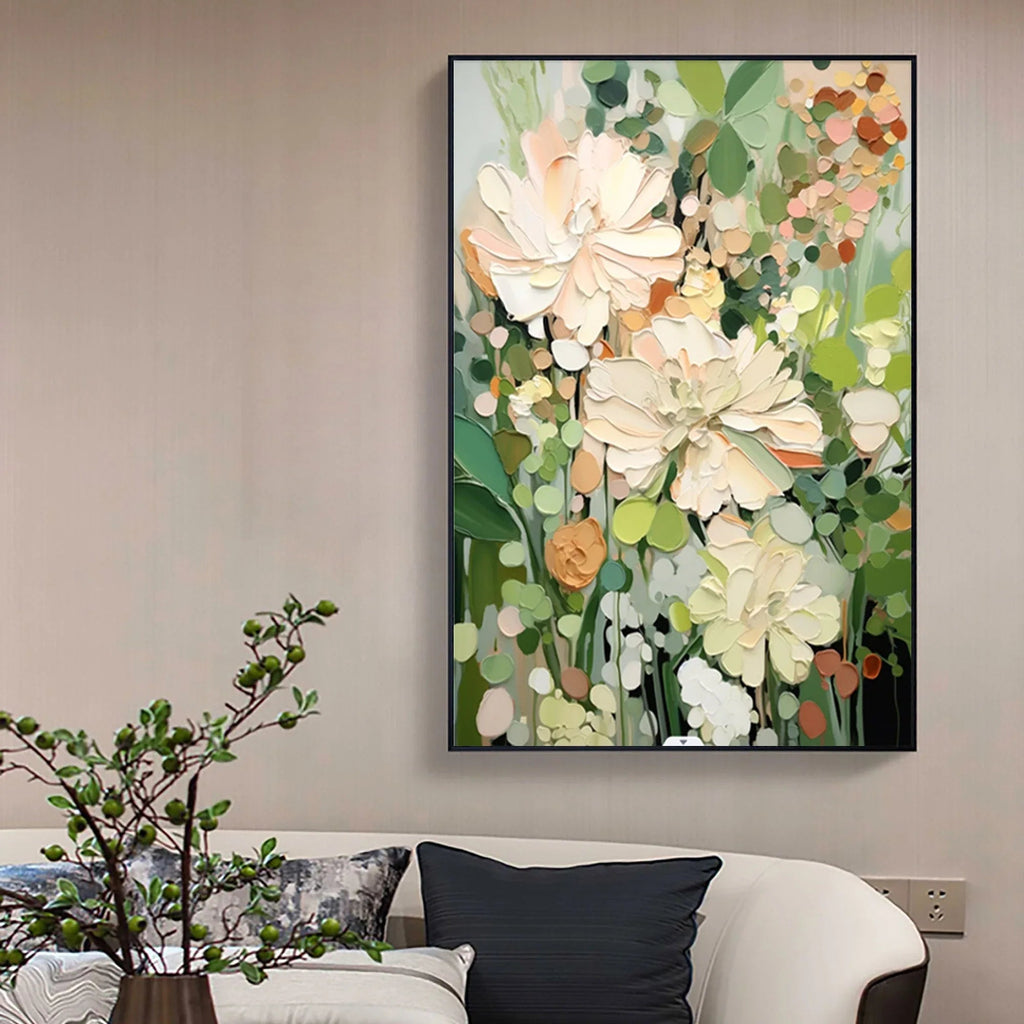 Garden Serenity-Hand Drawn Vibrant Three-Dimensional Floral Texture Wall Art#FL10003