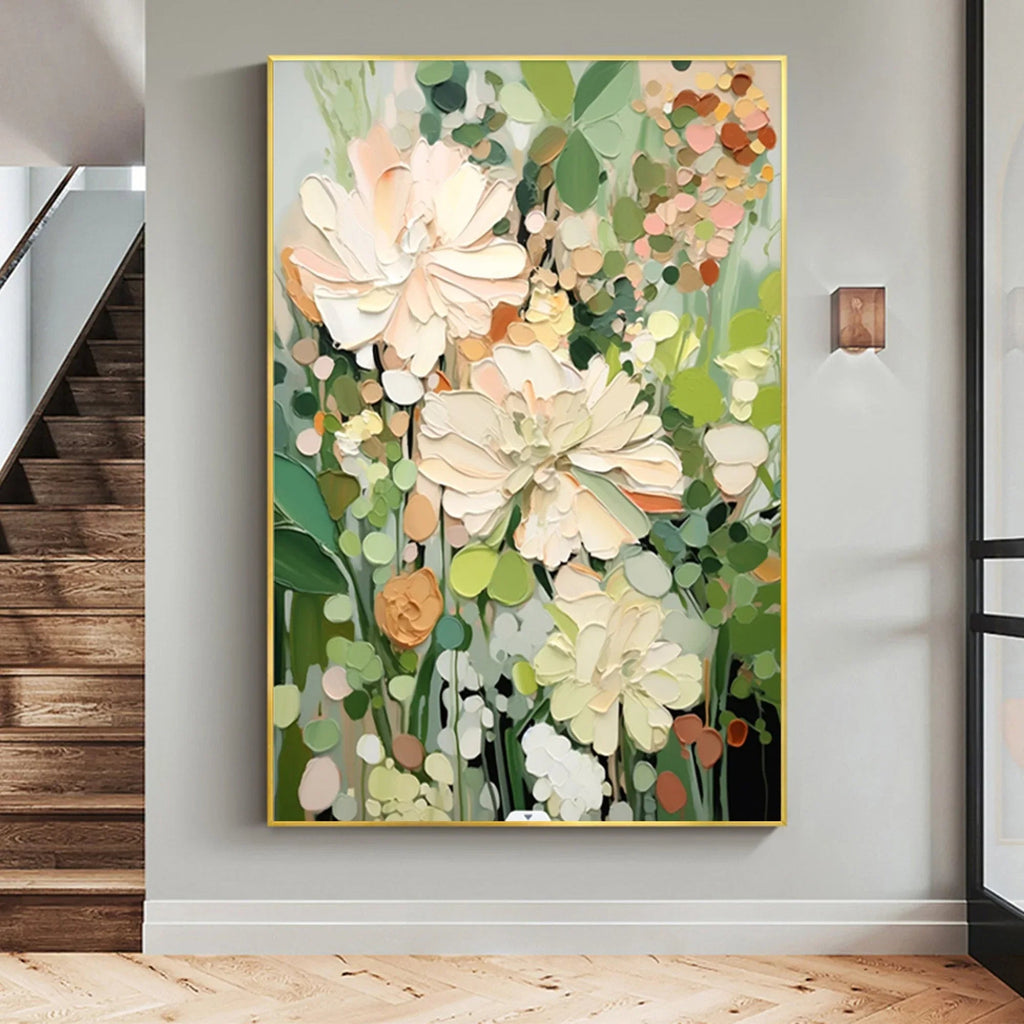 Garden Serenity-Hand Drawn Vibrant Three-Dimensional Floral Texture Wall Art#FL10003