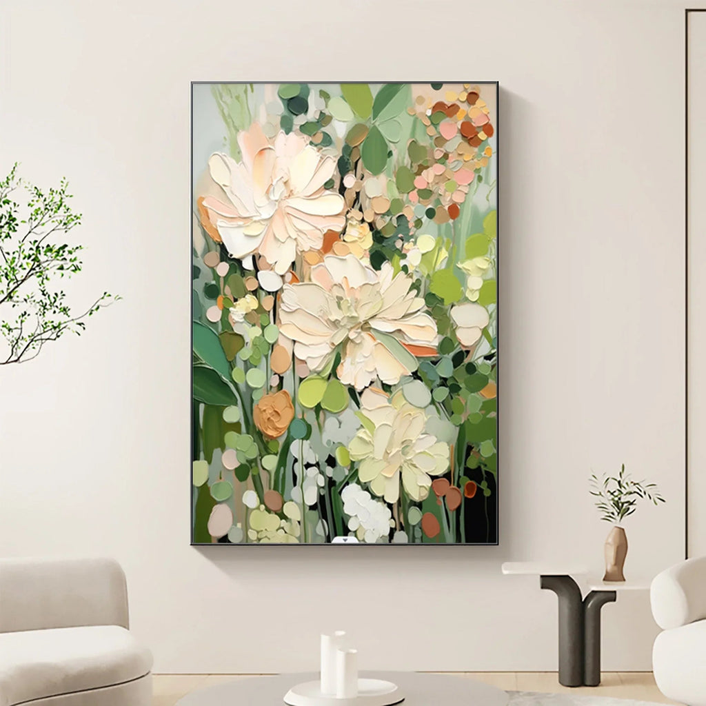 Garden Serenity-Hand Drawn Vibrant Three-Dimensional Floral Texture Wall Art#FL10003