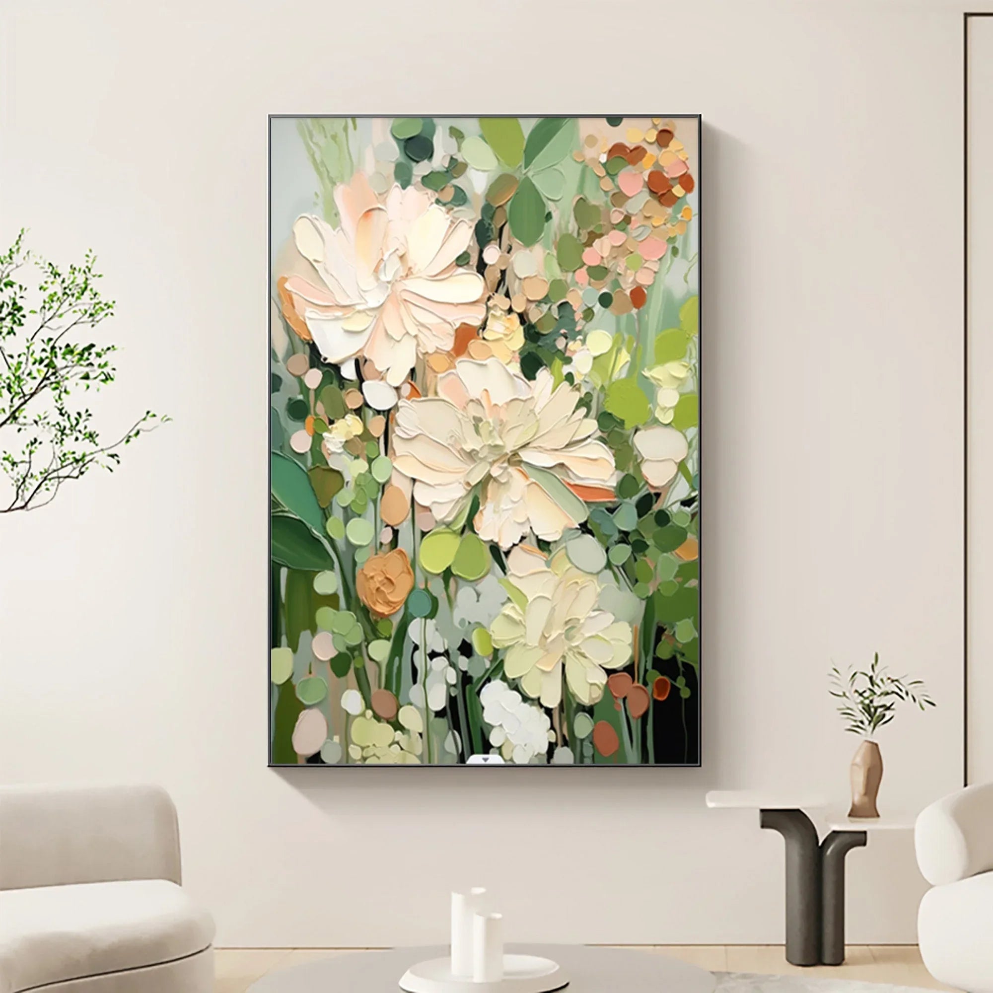 Garden Serenity-Hand Drawn Vibrant Three-Dimensional Floral Texture Wall Art#FL10003
