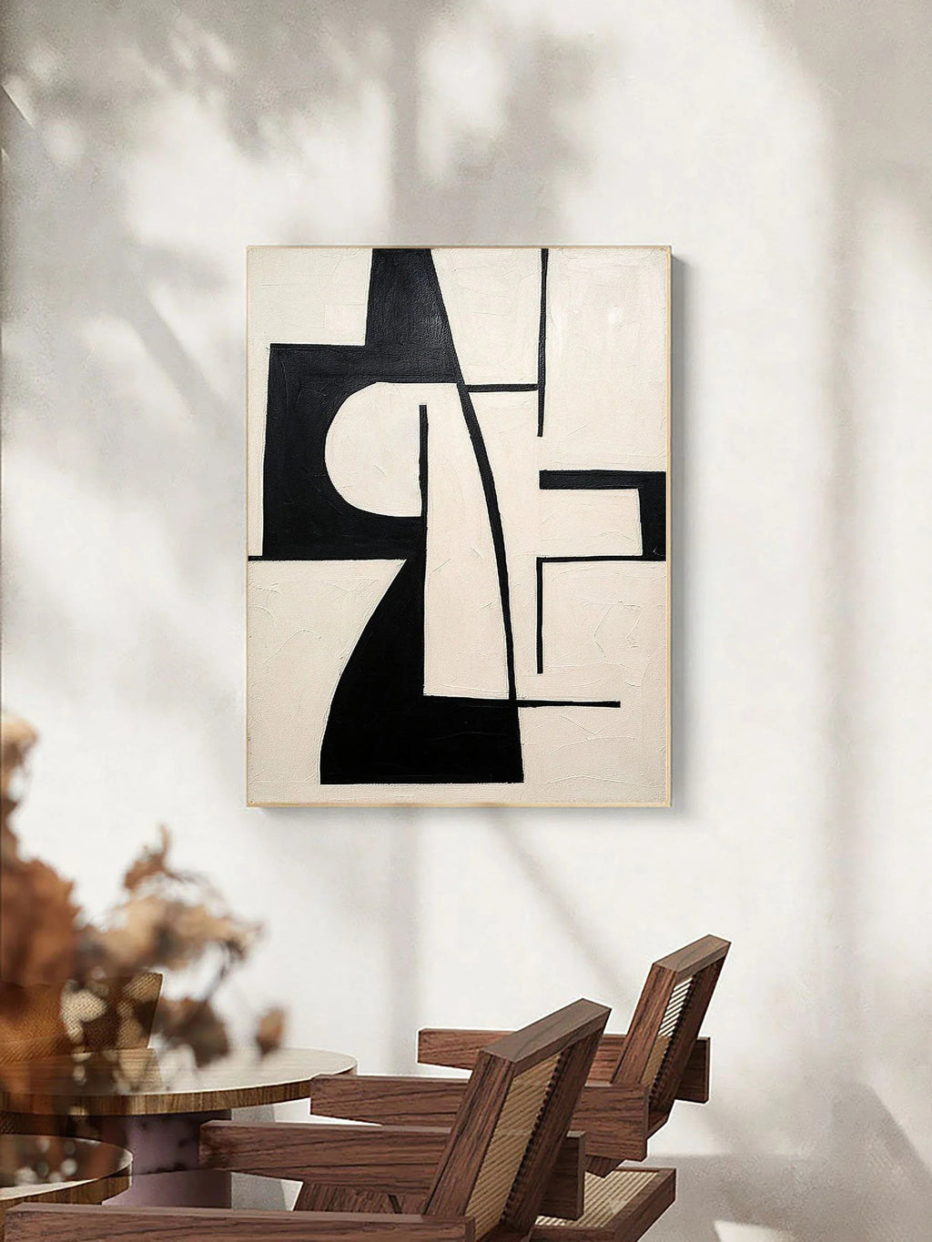 Monochrome Balance-Block Rhythm Black and White Geometric Abstract Wall Art