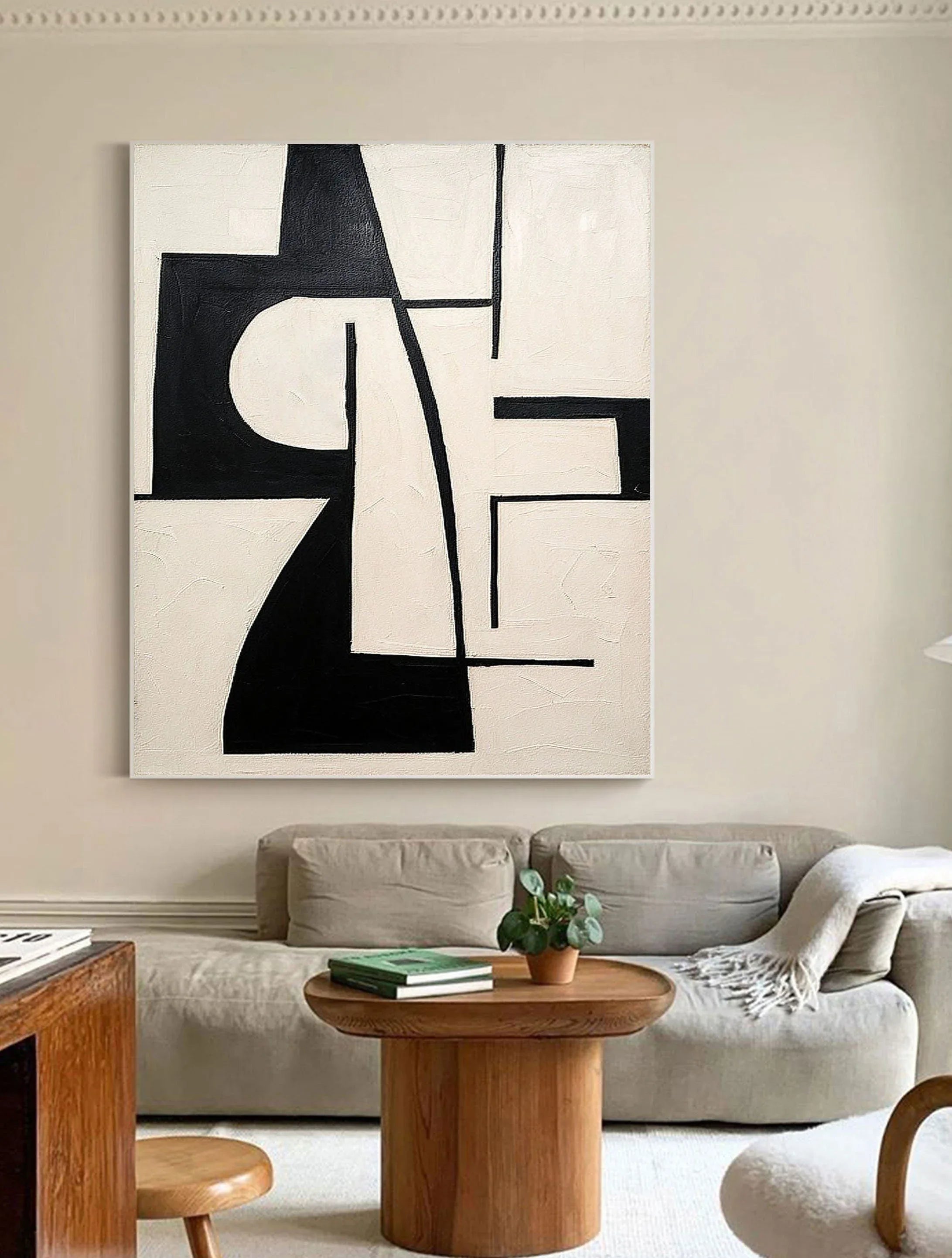 Monochrome Balance-Block Rhythm Black and White Geometric Abstract Wall Art