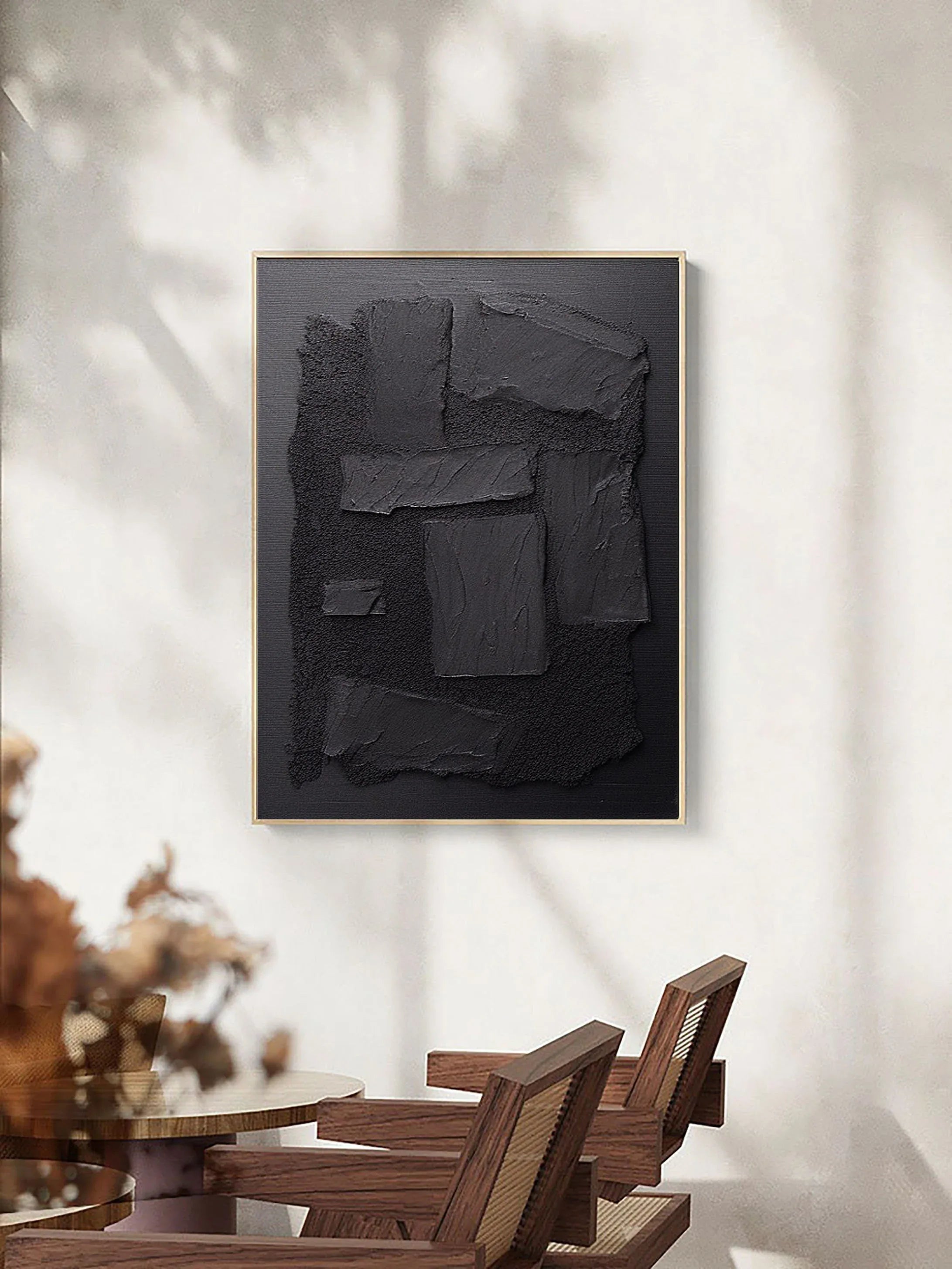 Shadow Layers-Minimalist Hand Drawn Thick Coated Abstract Texture Wall Art