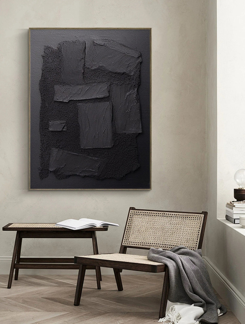 Shadow Layers-Minimalist Hand Drawn Thick Coated Abstract Texture Wall Art