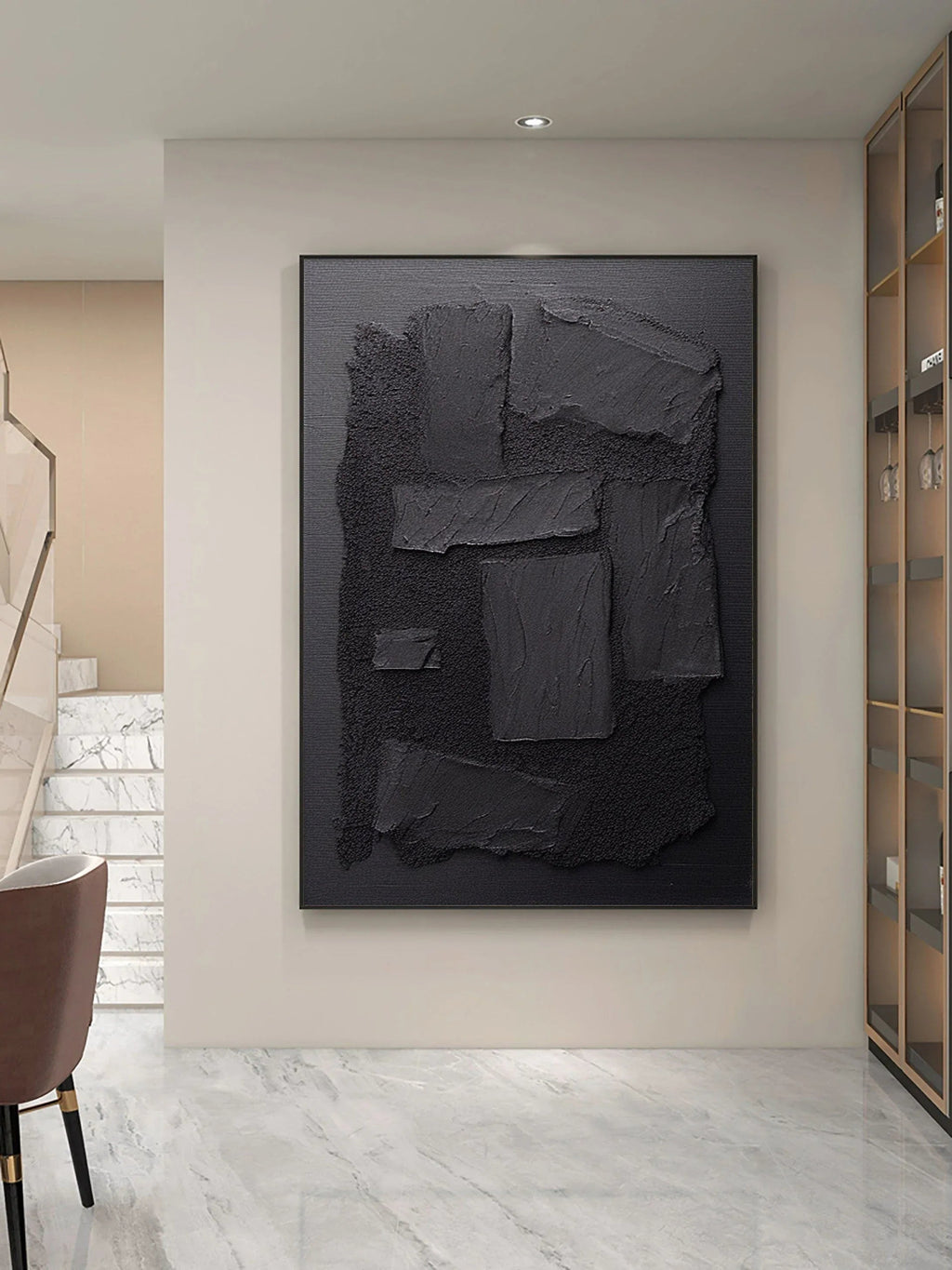 Shadow Layers-Minimalist Hand Drawn Thick Coated Abstract Texture Wall Art