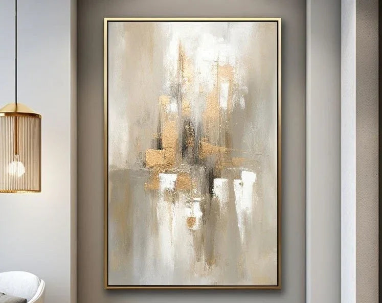 Golden Glow-Hand Drawn Three-Dimensional Urban Landscape Abstract Wall Art
