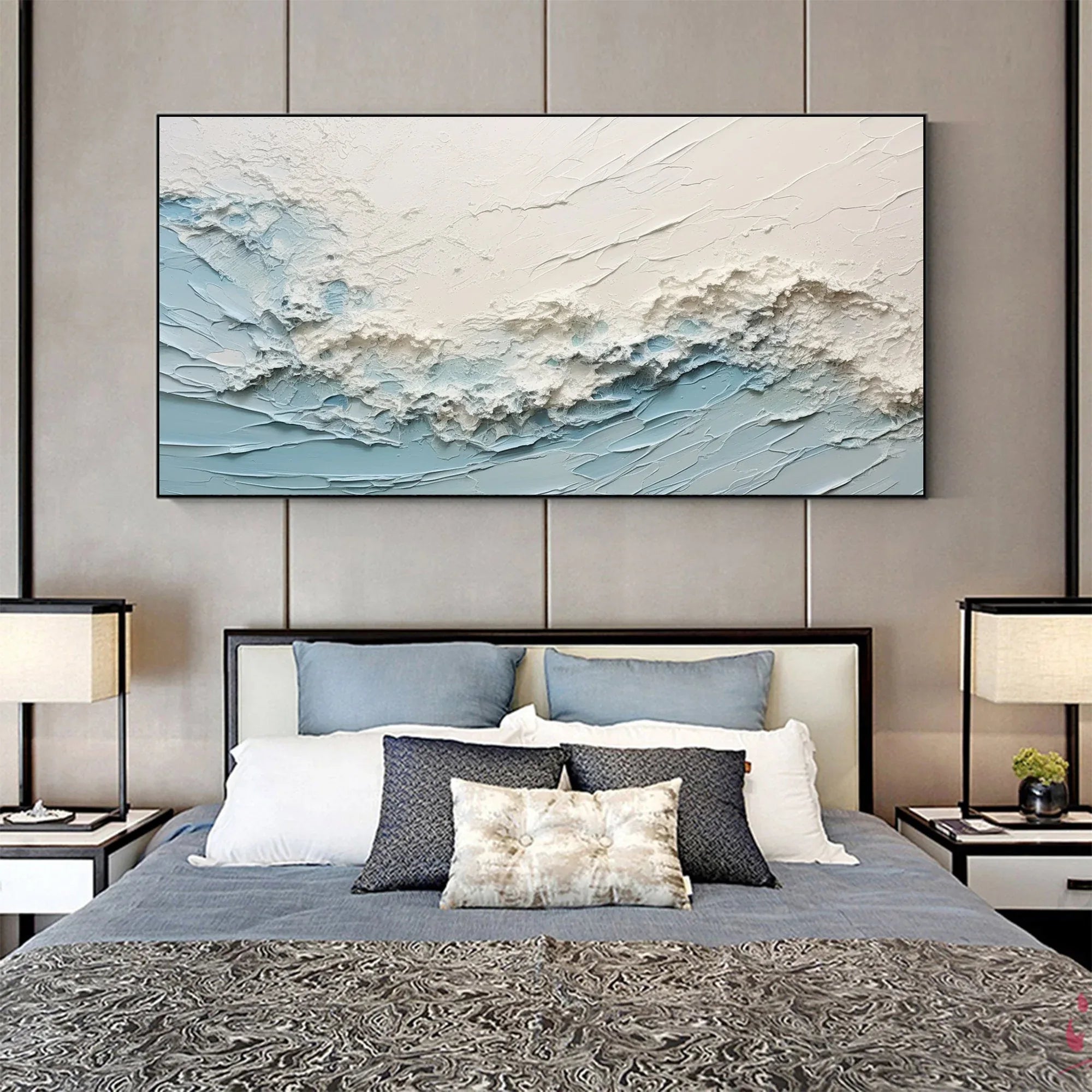 Oceanic Serenity - Abstract Textured Wave Wall Art