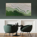 Abstract Green and White Textured Wall Art - Modern Horizontal Canvas